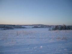 Kylän maisema talvella
